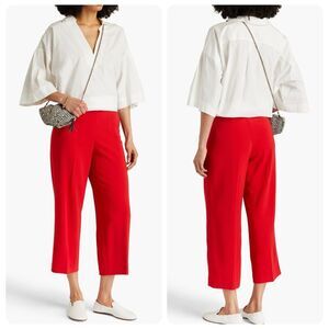 Theory Crepe Cropped Pull-On Pant in Red | Size 6